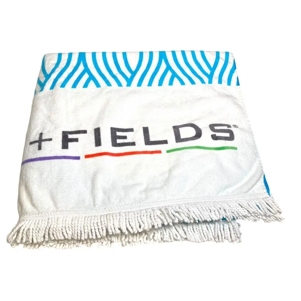 Rodan + Fields Lot Of 2 Blue Wave Beach Towels With Logo Fringe